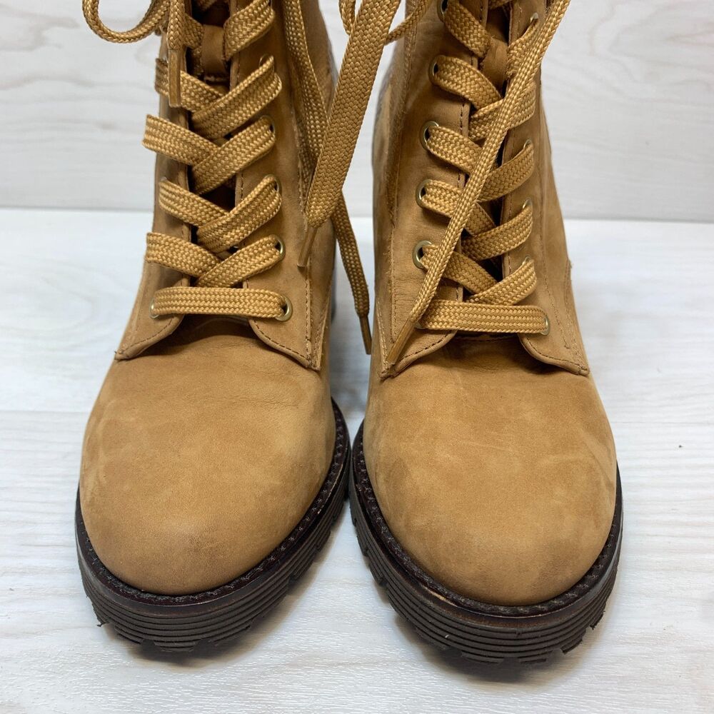 Gibson Latimer Combat Boots Women's Size 8M Brown Suede Side Zip Block Heel - Picture 6 of 12